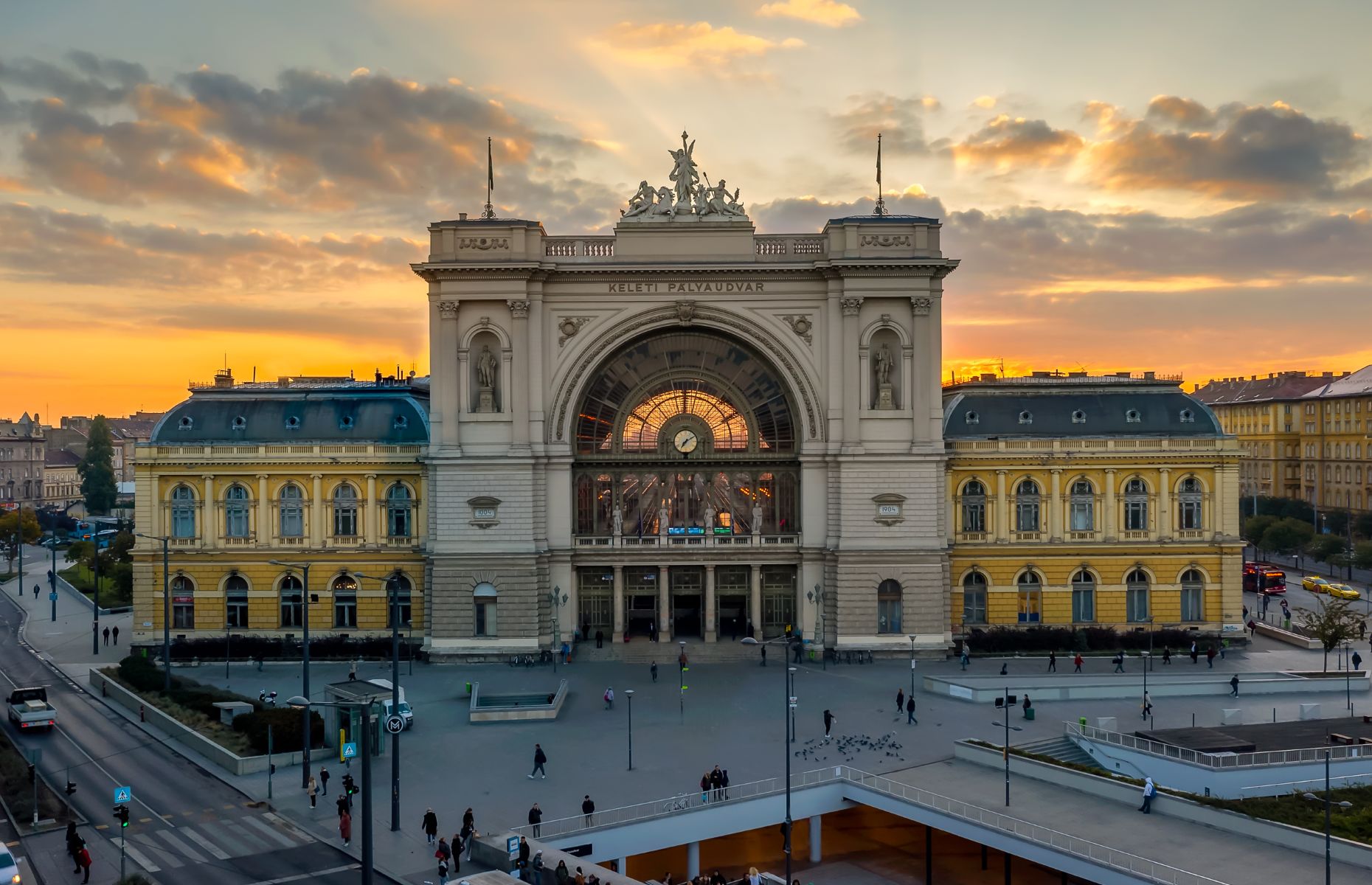 Budapest train station at sunset (Image: Geza Kurka_Hungary/Shutterstock)