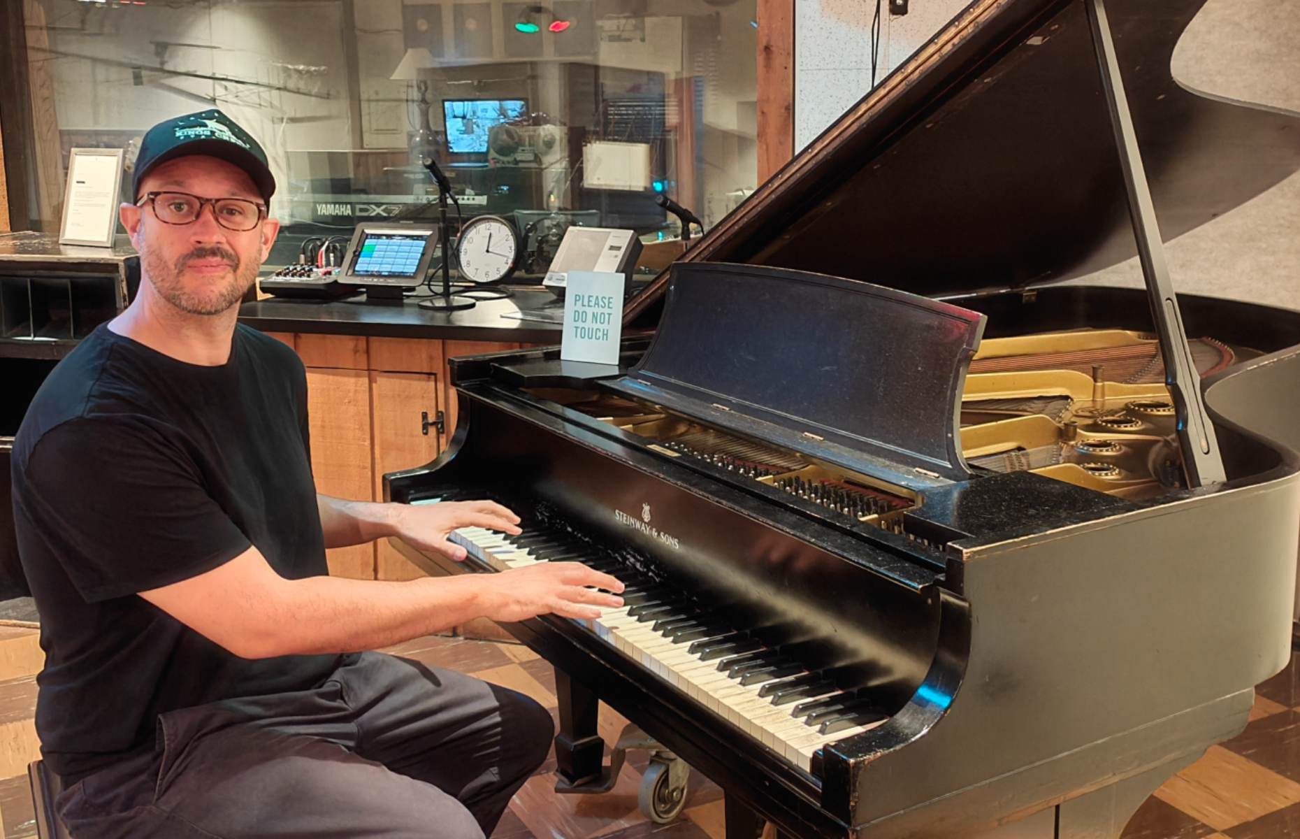 Writer James Draven at Elvis's favourite piano, RCA Studio B, Nashville (Image credit: James Draven)