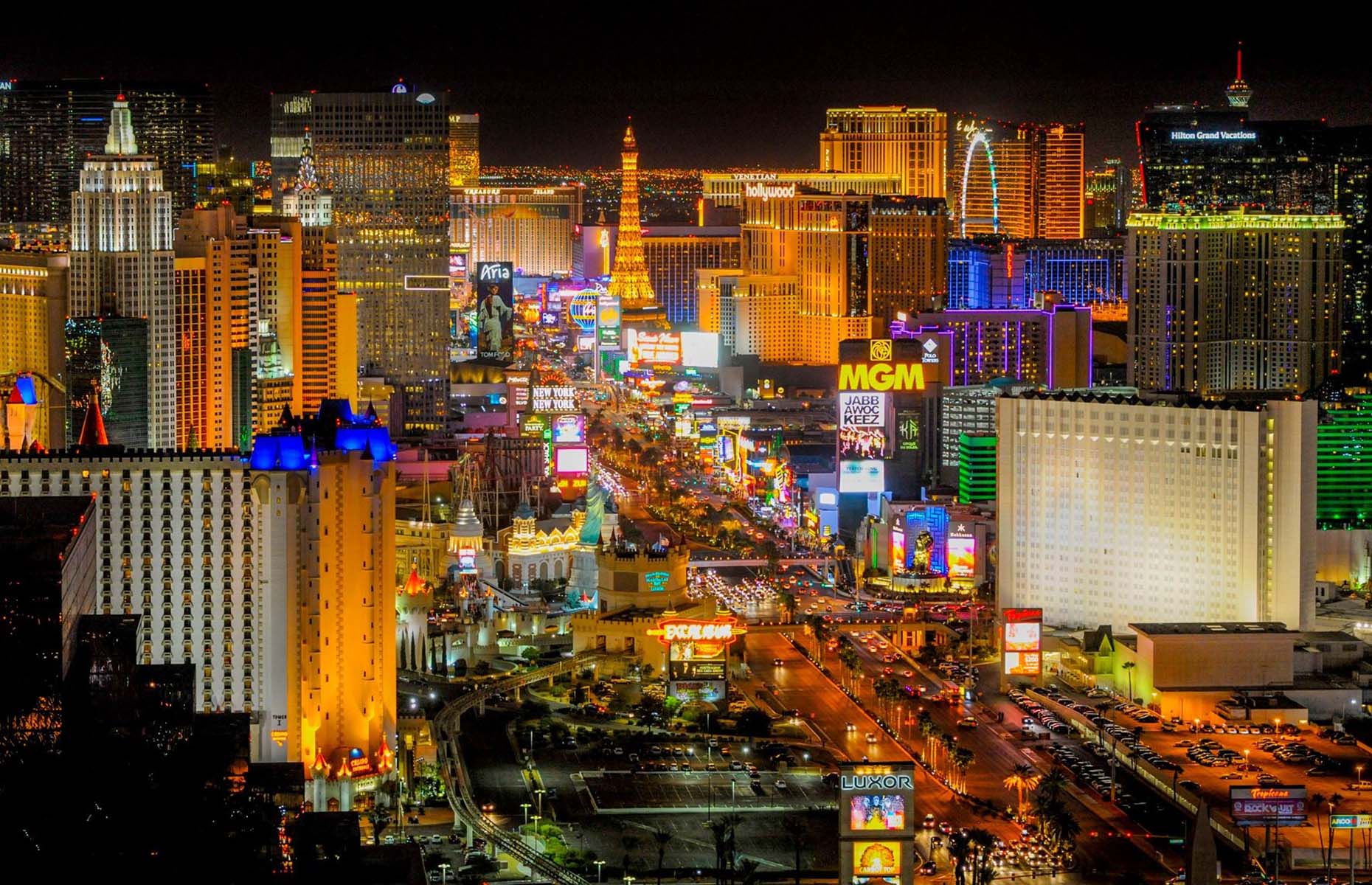 Las Vegas Strip at night (Image: Mark Damon/Las Vegas News Bureau)