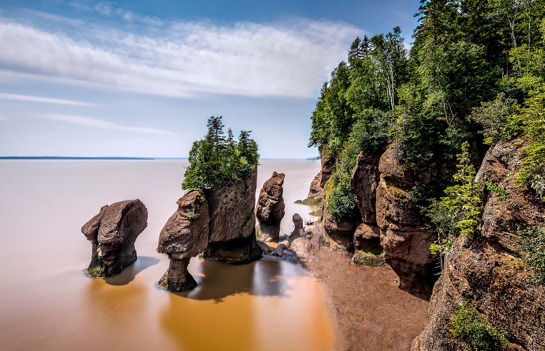 Hopewell Rocks, Río de Chocolate, la Bahía de Fundy, New Brunswick