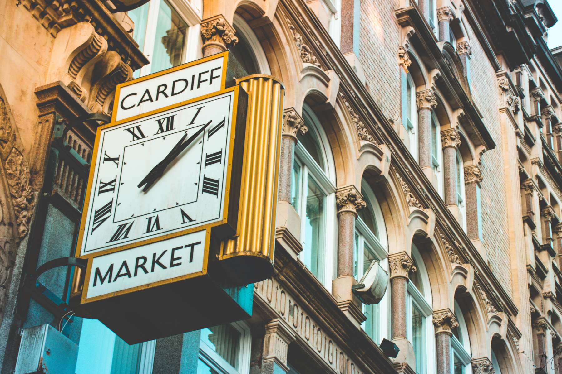 Image of the clock and facade of Cardiff Central Market (Image: Andrewjcg/Shutterstock)