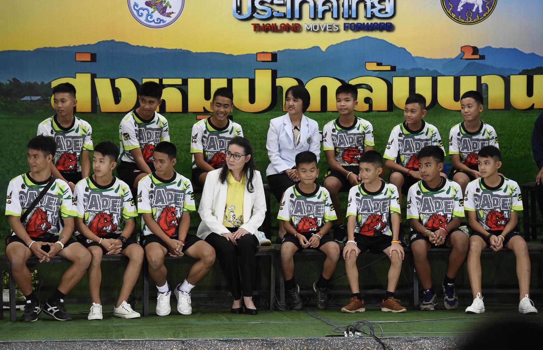 The Wild Boars football team (Image: LILLIAN SUWANRUMPHA/AFP via Getty Images)