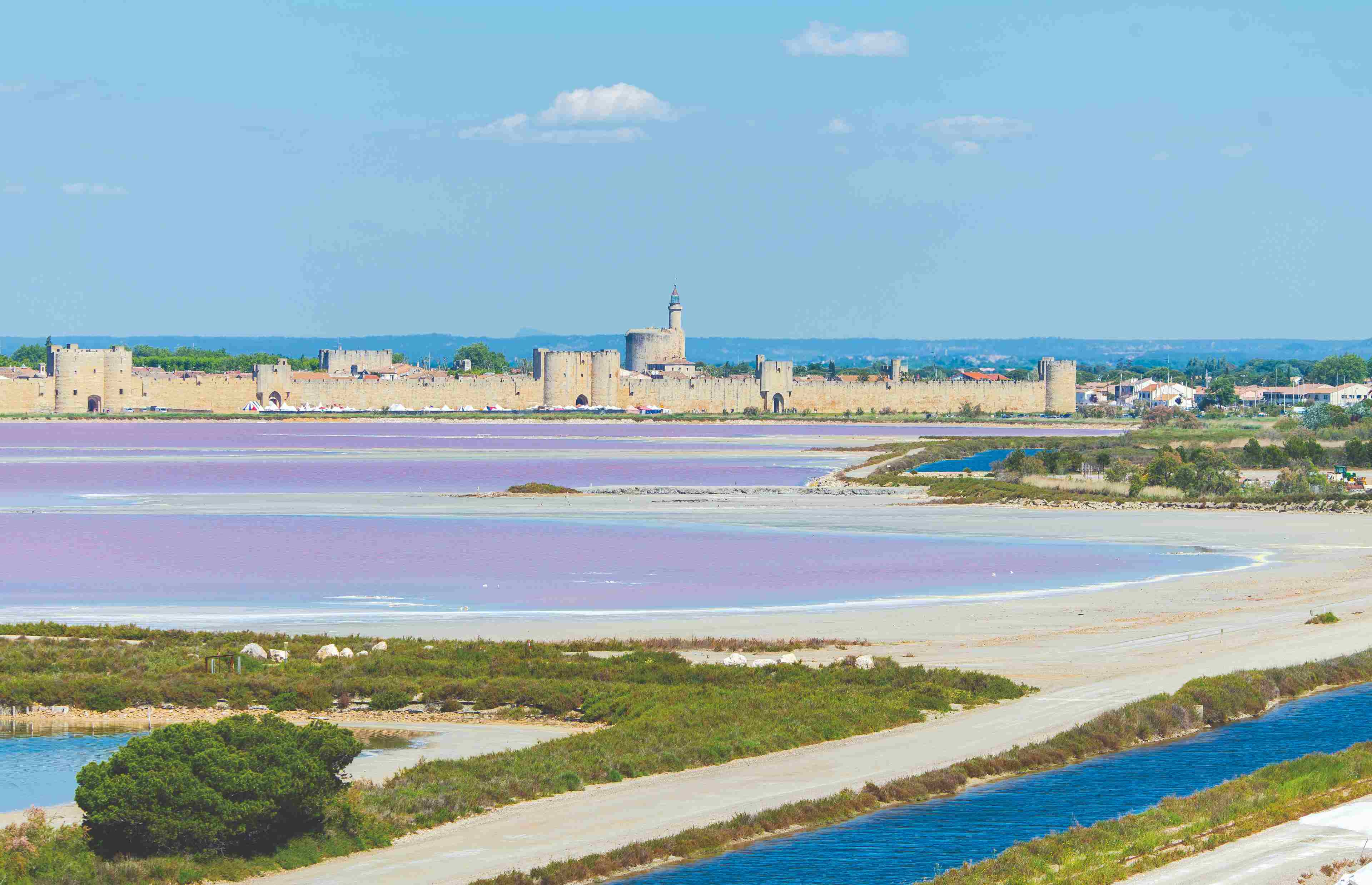 Aigues-Mortes with the salt flats in the foreground (Image: Pascale Gueret/Courtesy of CroisiEurope)