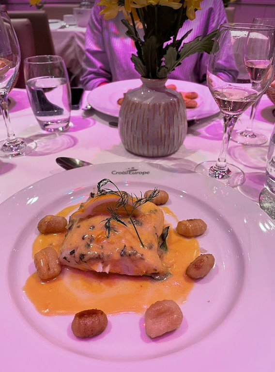 Cod with gnocchi and a saffron sauce served onboard CroisiEurope barge (Image: Rachael Hogg)