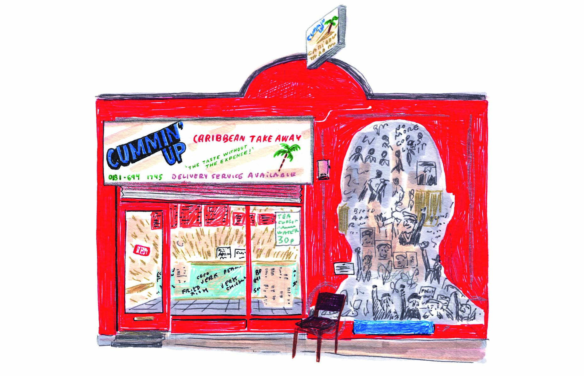 An illustration from London Shopfronts by Joel Holland and Rosie Hewitson