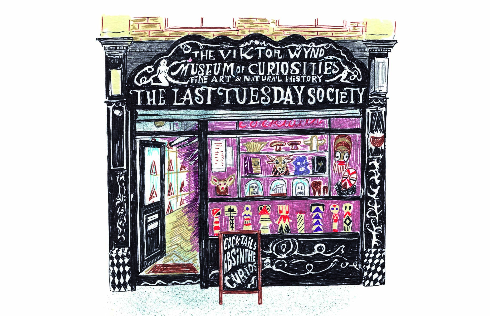 An illustration from London Shopfronts by Joel Holland and Rosie Hewitson