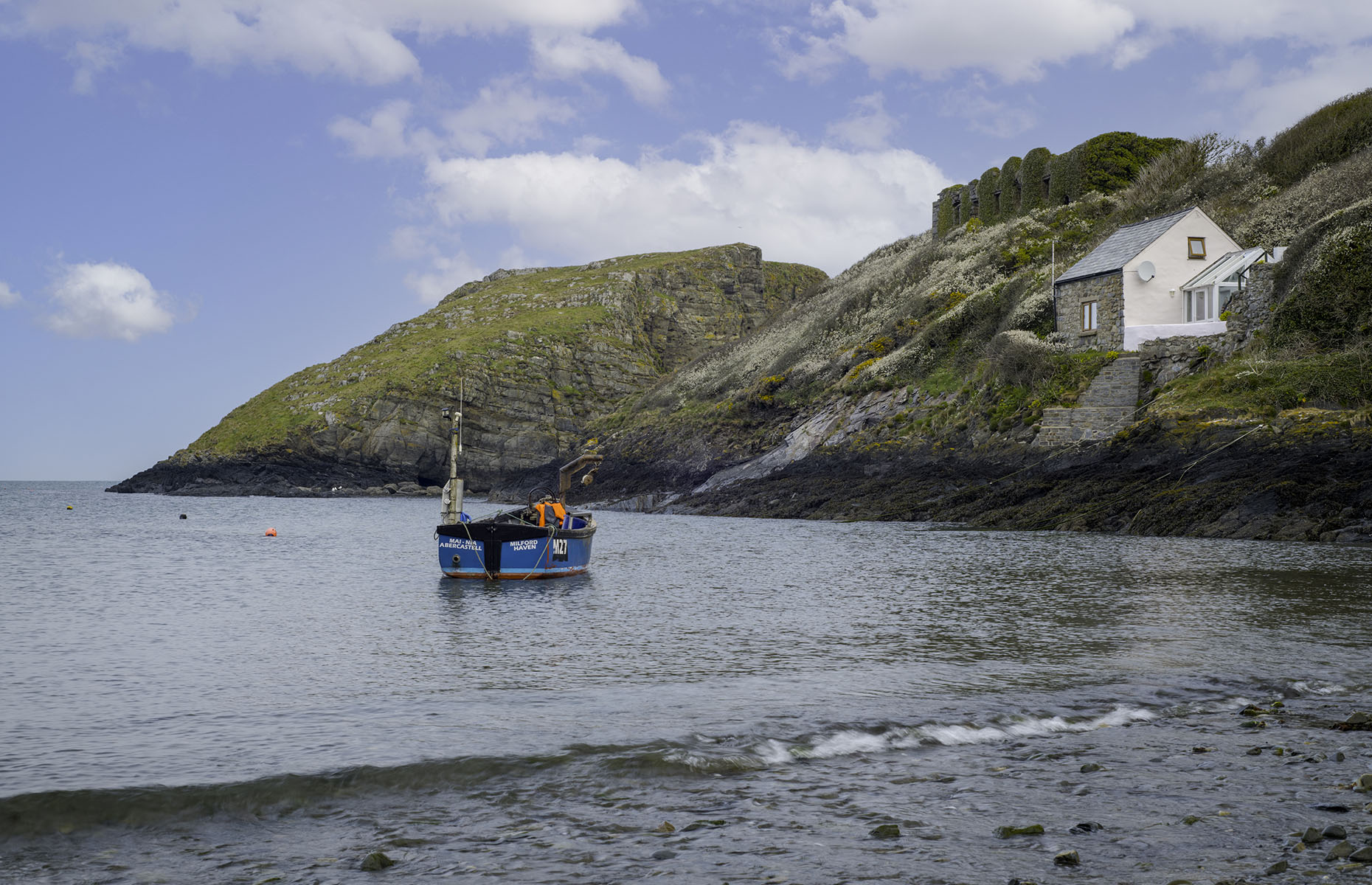 Doves Cottage is an old Tap House on a cliff overlooking the sea at Abercastle (Courtesy of Coastal Cottages)