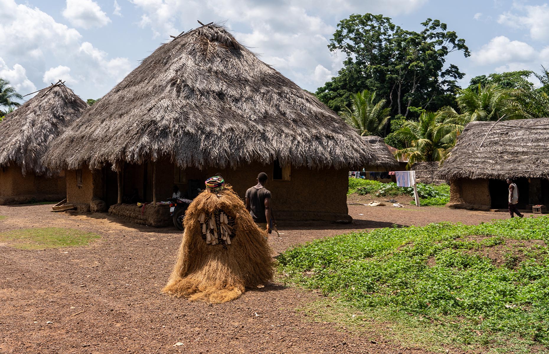 Golboi heading off to greet visitors arriving in the village of Kambama (Peter Moore)