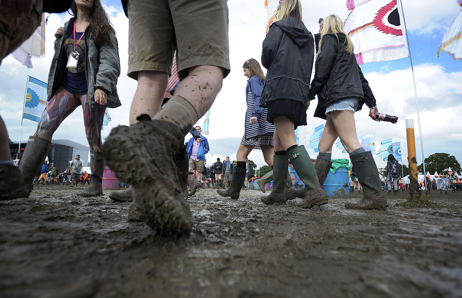 Wellies in mud at Glastonbury