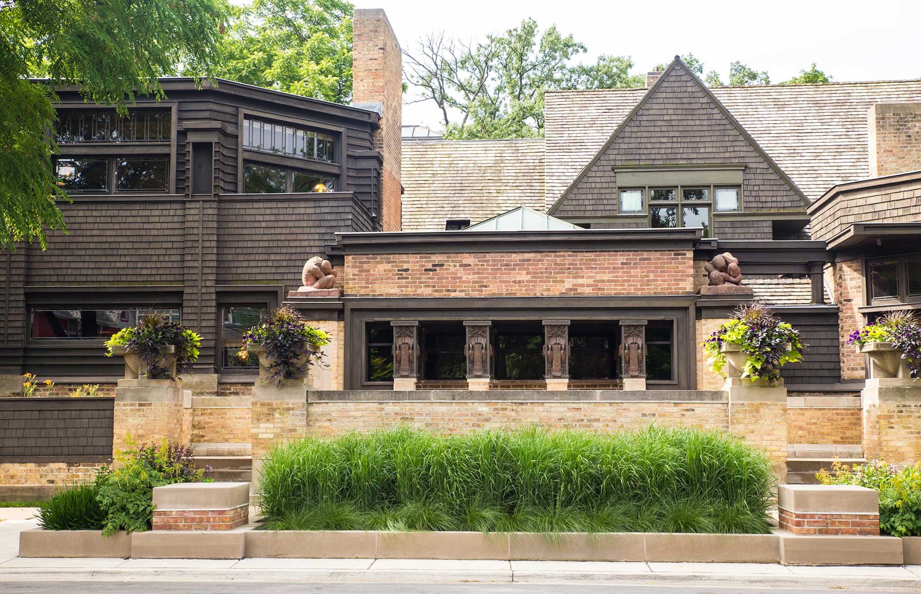 Frank Lloyd Wright's home and studio in Oak Park, pictured from the outside