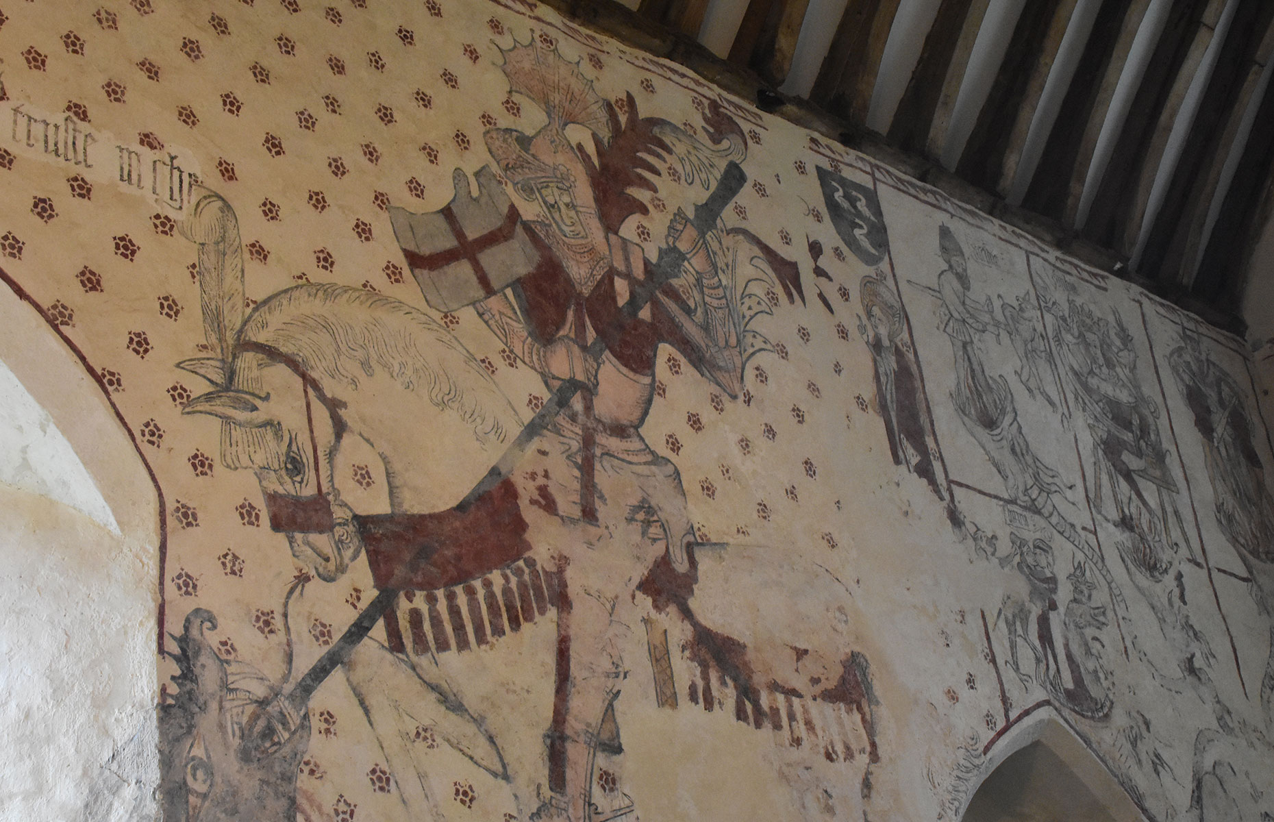 St Cadoc's Church with medieval artwork from the 1480s