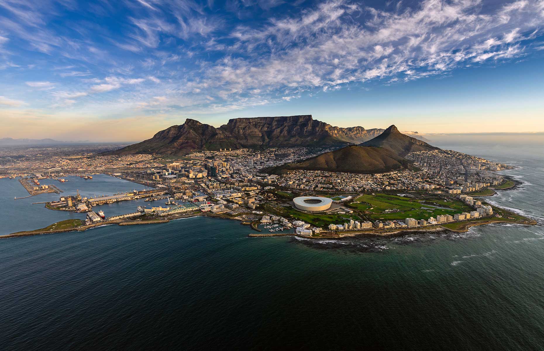 Cape Town, South Africa with a view of Table Mountain