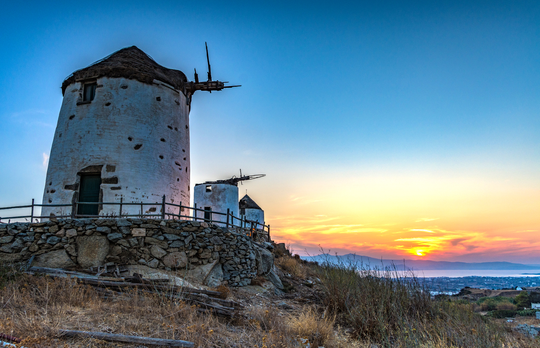 Sunset over Naxos island in Greece