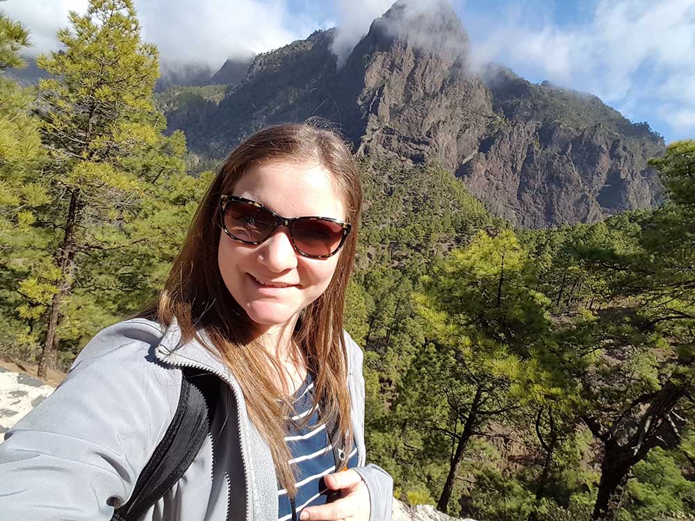 Lottie Gross takes a selfie in La Palma