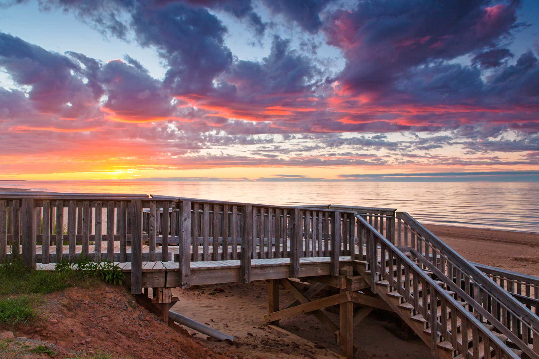 the boardwalk at Stanhope Cape beach, Prince Edward Island