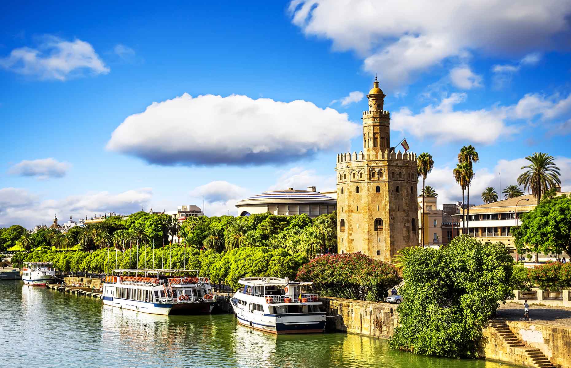 The Torre Del Oro, Seville, faces the river