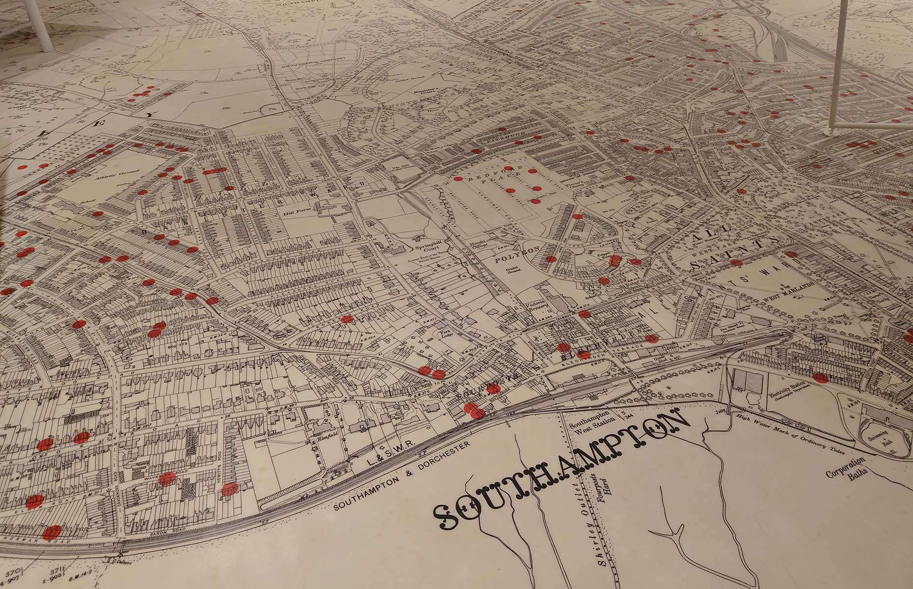 Map of Southampton showing losses from the Titanic at SeaCity Museum (Image: Courtesy of SeaCity Museum)