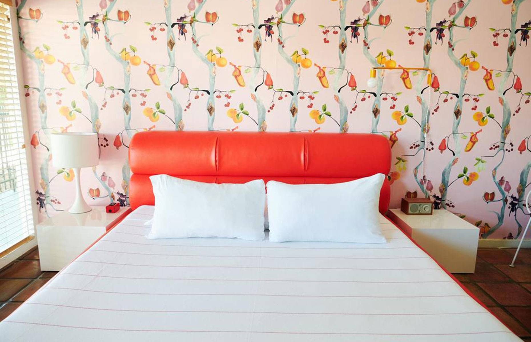 A bedroom at the Austin Motel, Austin, Texas