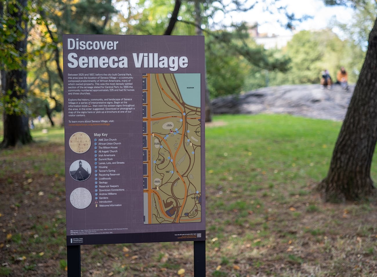 Seneca Village exhibit sign (Image: Courtesy Central Park Conservancy)