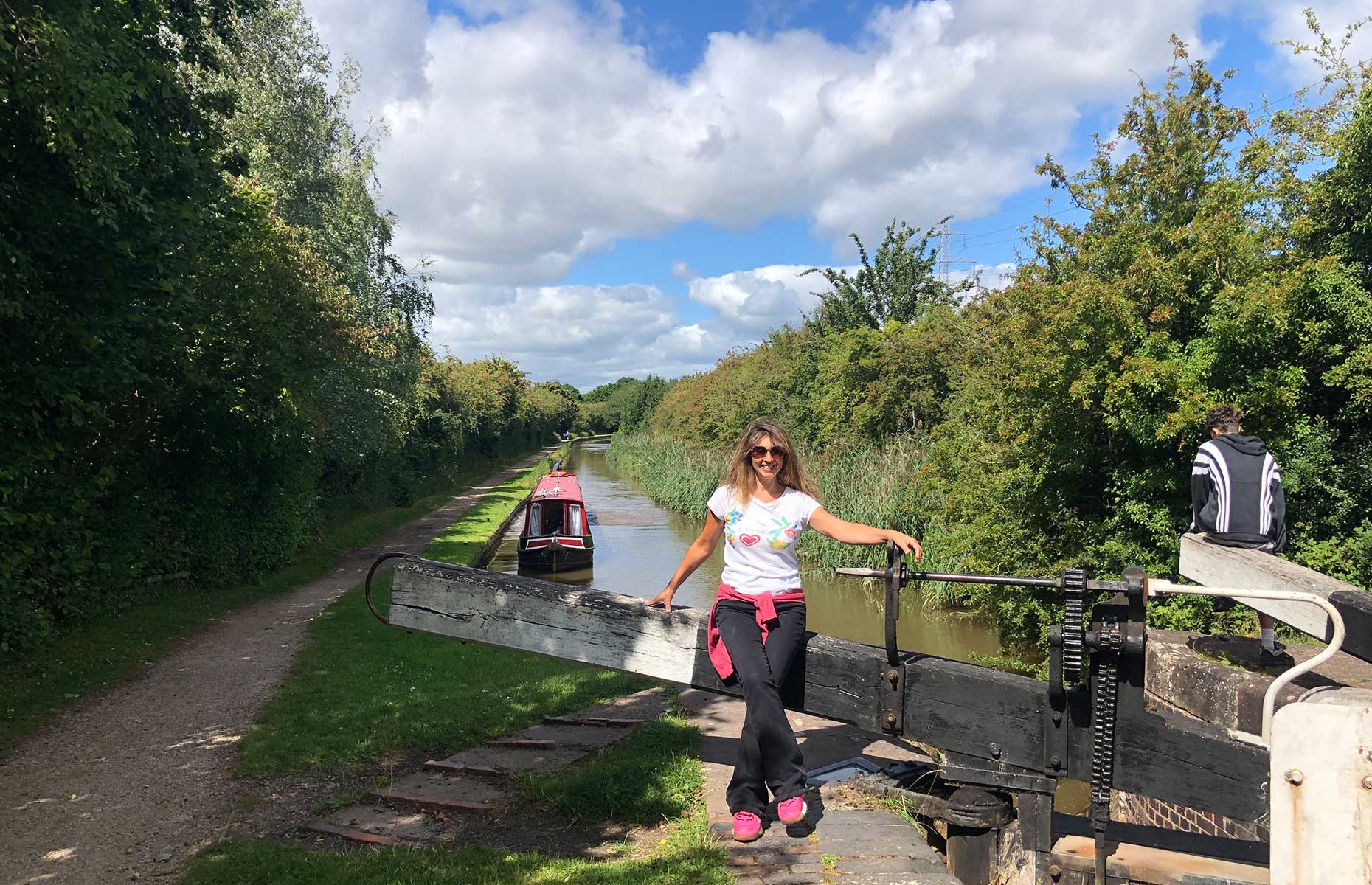 Writer Jo Kessel at a lock on the Droitwich mini-ring canal loop (Image: Courtesy of Jo Kessel) 