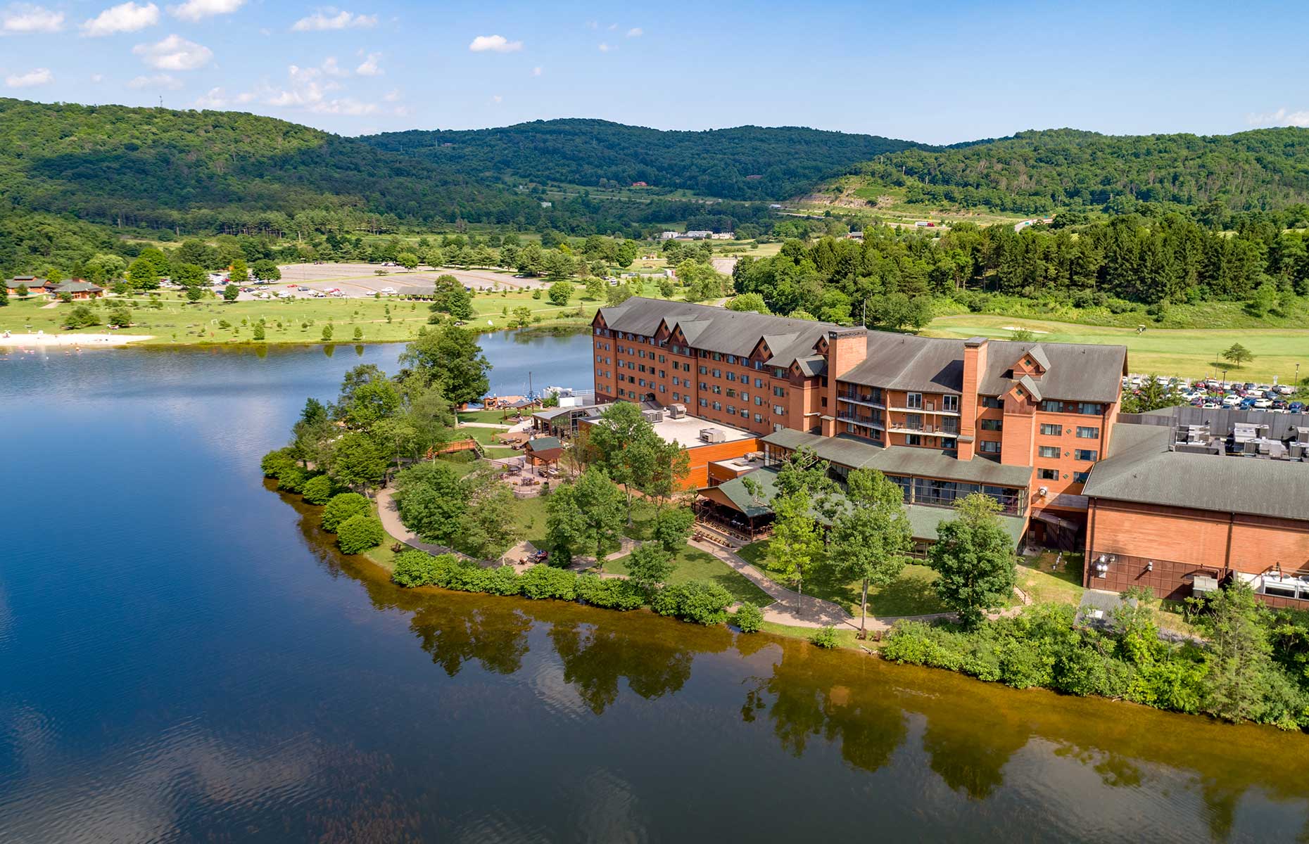 Rocky Gap Casino sits on a lake