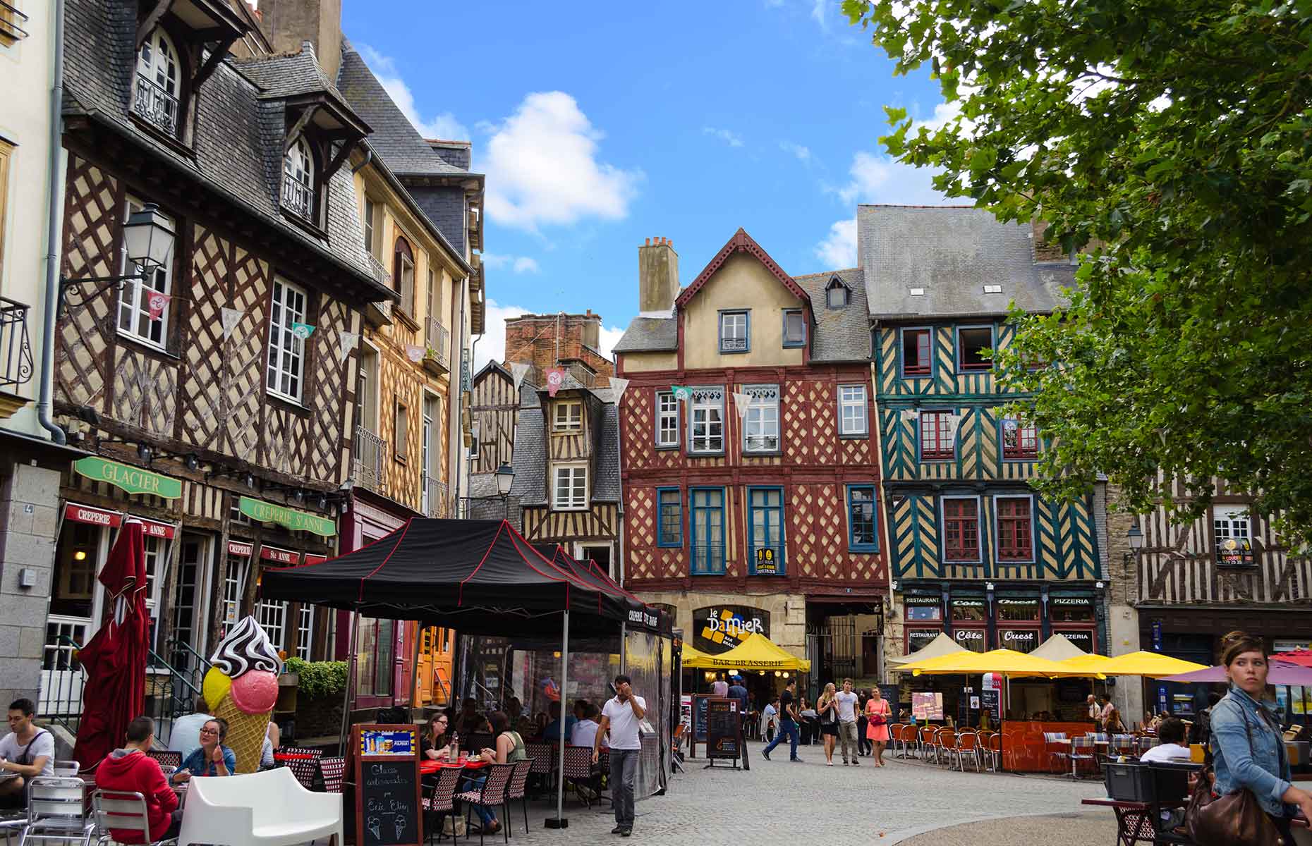 Rennes, Brittany, France in the summer with medieval buildings (Image: lenisecalleja.photography/Shutterstock)