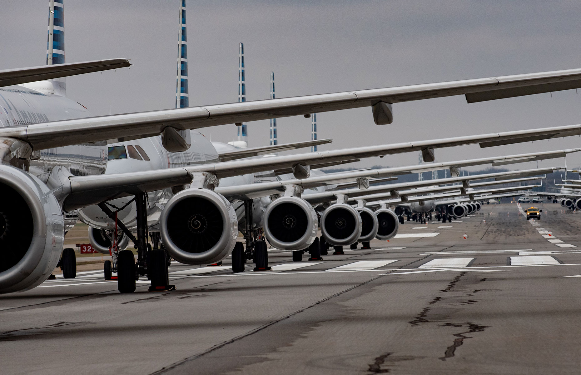 American Airlines planes parked at Pittsburgh airport, PA. (Image: Jeff Swensen/Getty Images)