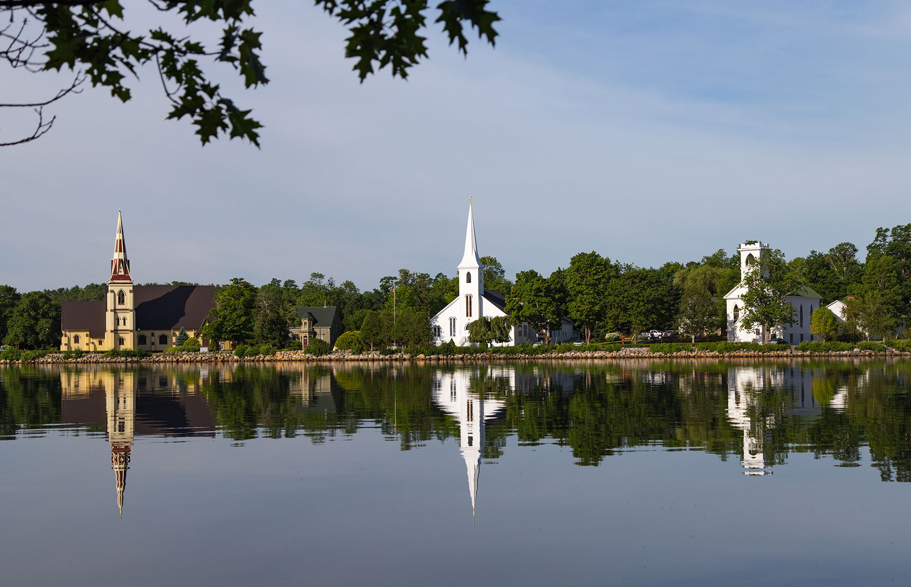 Mahone Bay's three churches is a famous viewing point in Nova Scotia (Image: Tom Clausen/Shutterstock)