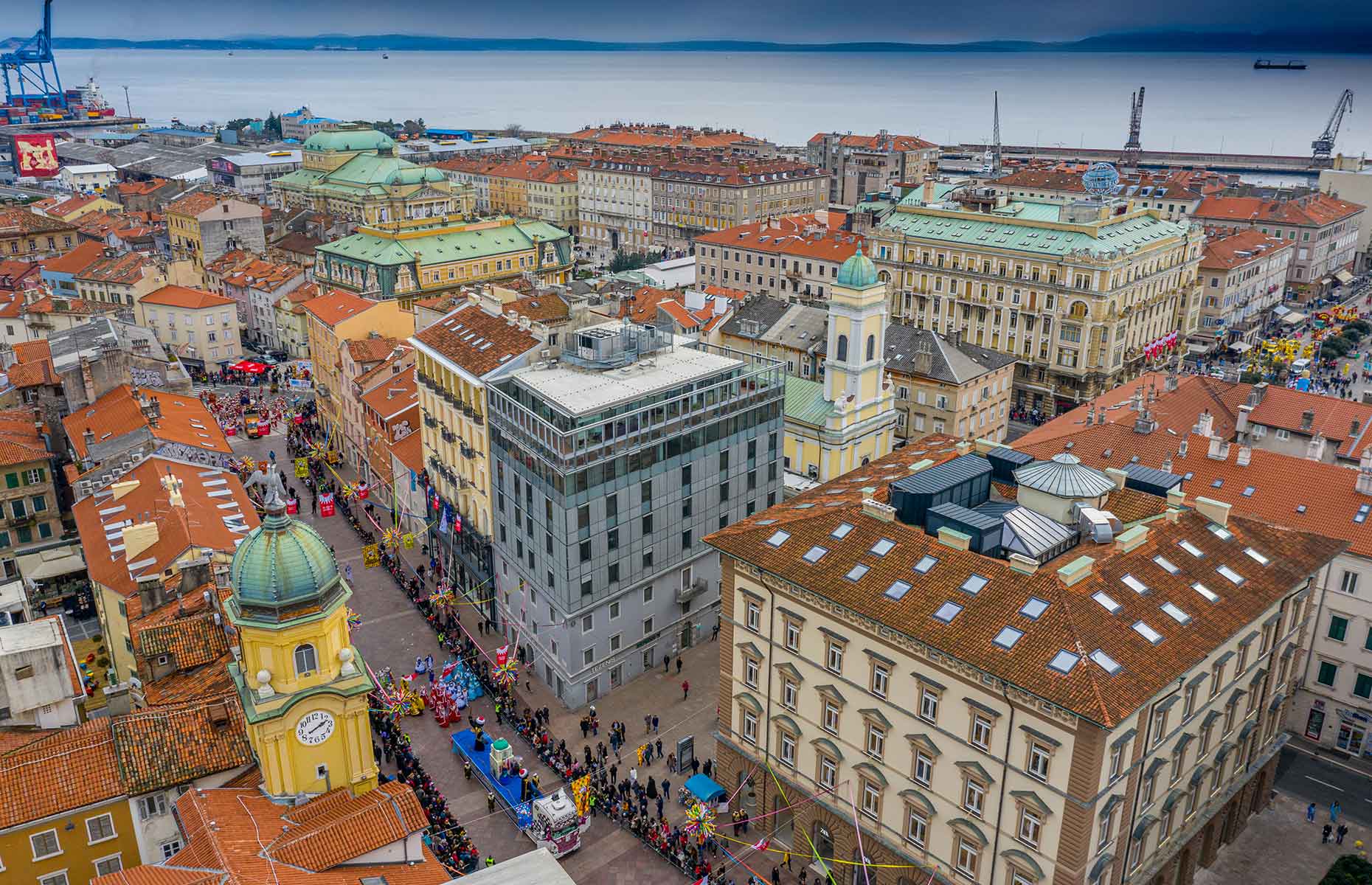 Rijeka, Croatia, viewed from above during a carnival (Image: Stefan Brajkovic/Shutterstock)