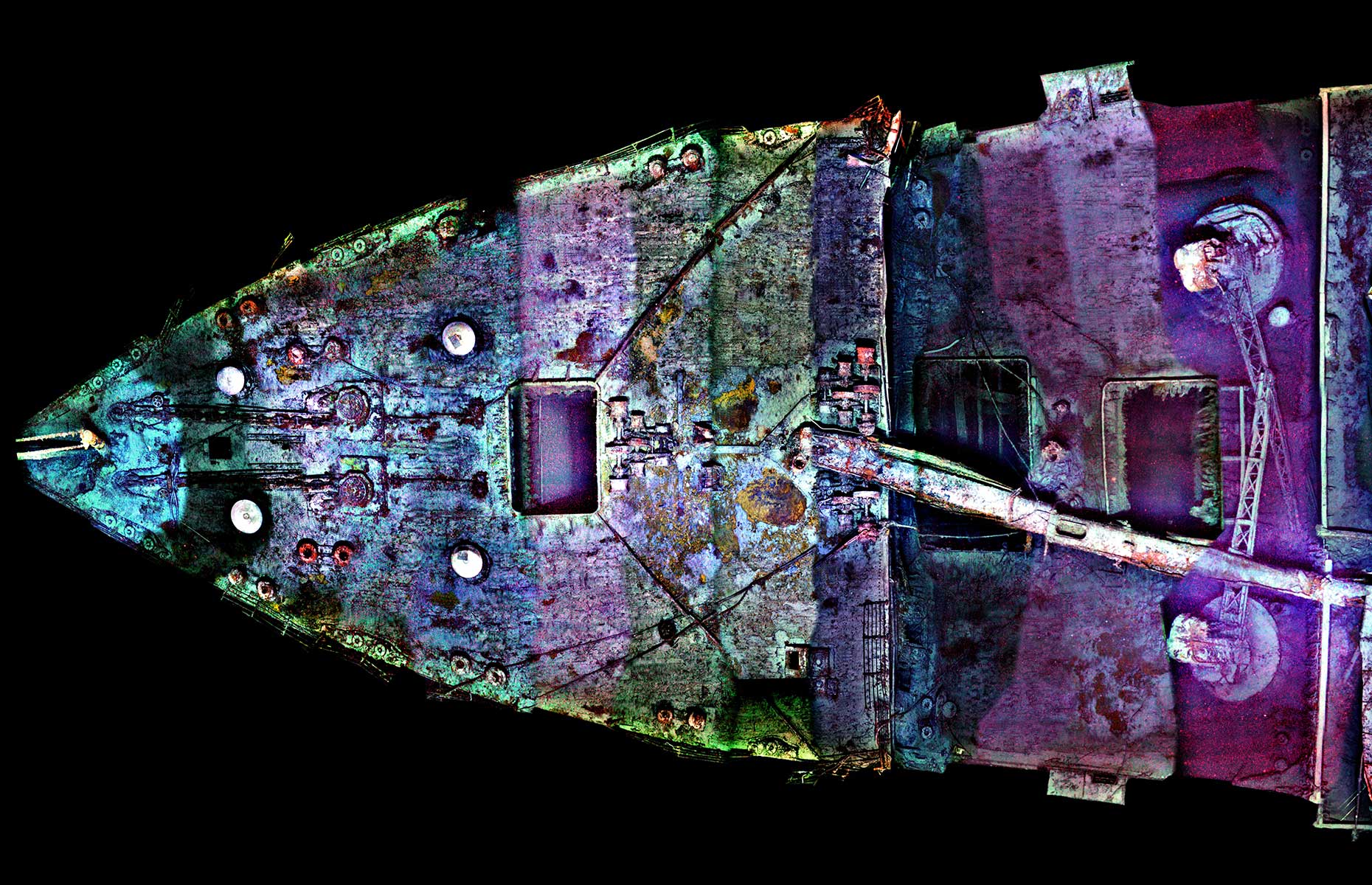 Image of the Titanic from 2004 showing damage to the Crow's Nest (Image: Hanumant Singh, WHOI, and IFE/IAO)
