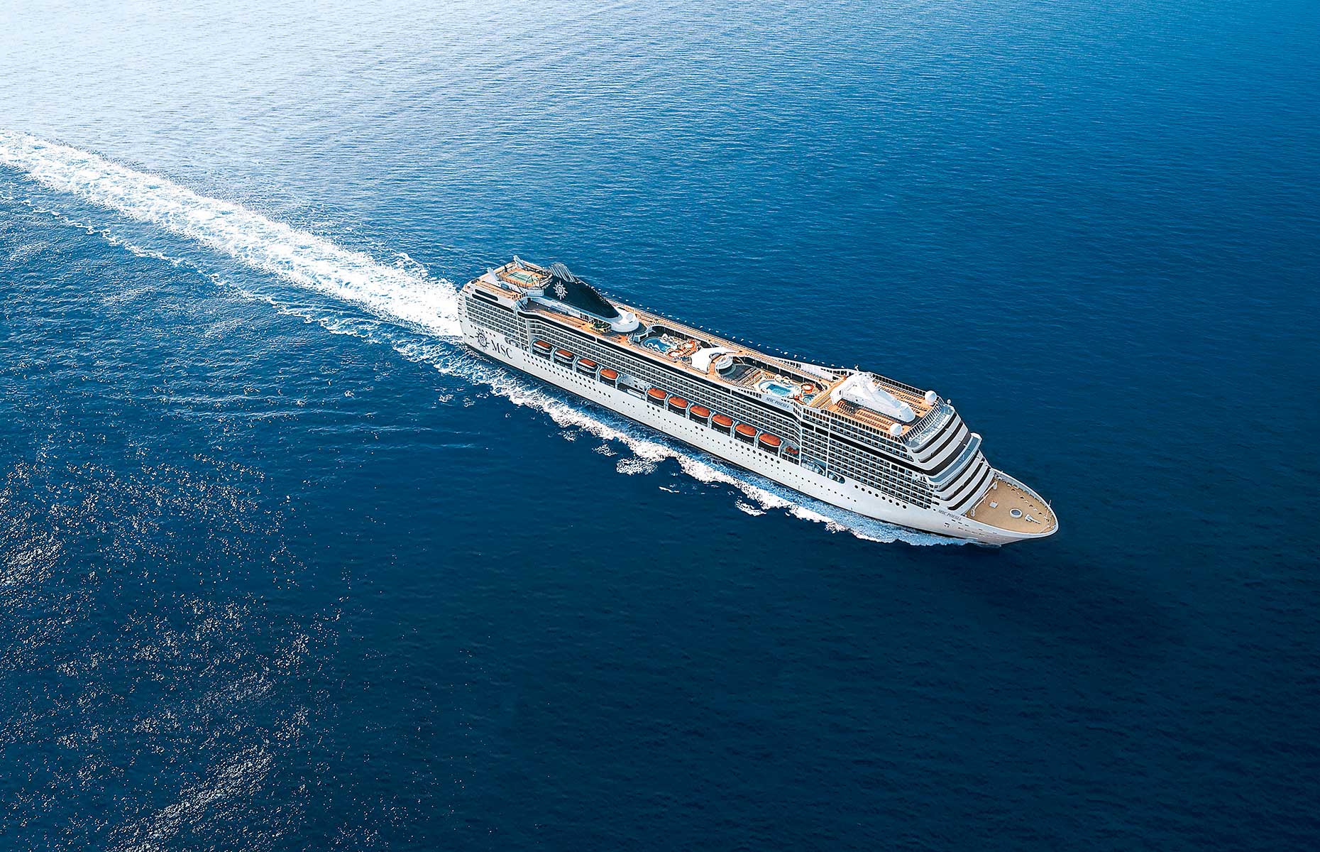 MSC Poesia viewed from the skies (Image: Courtesy of MSC Cruises)