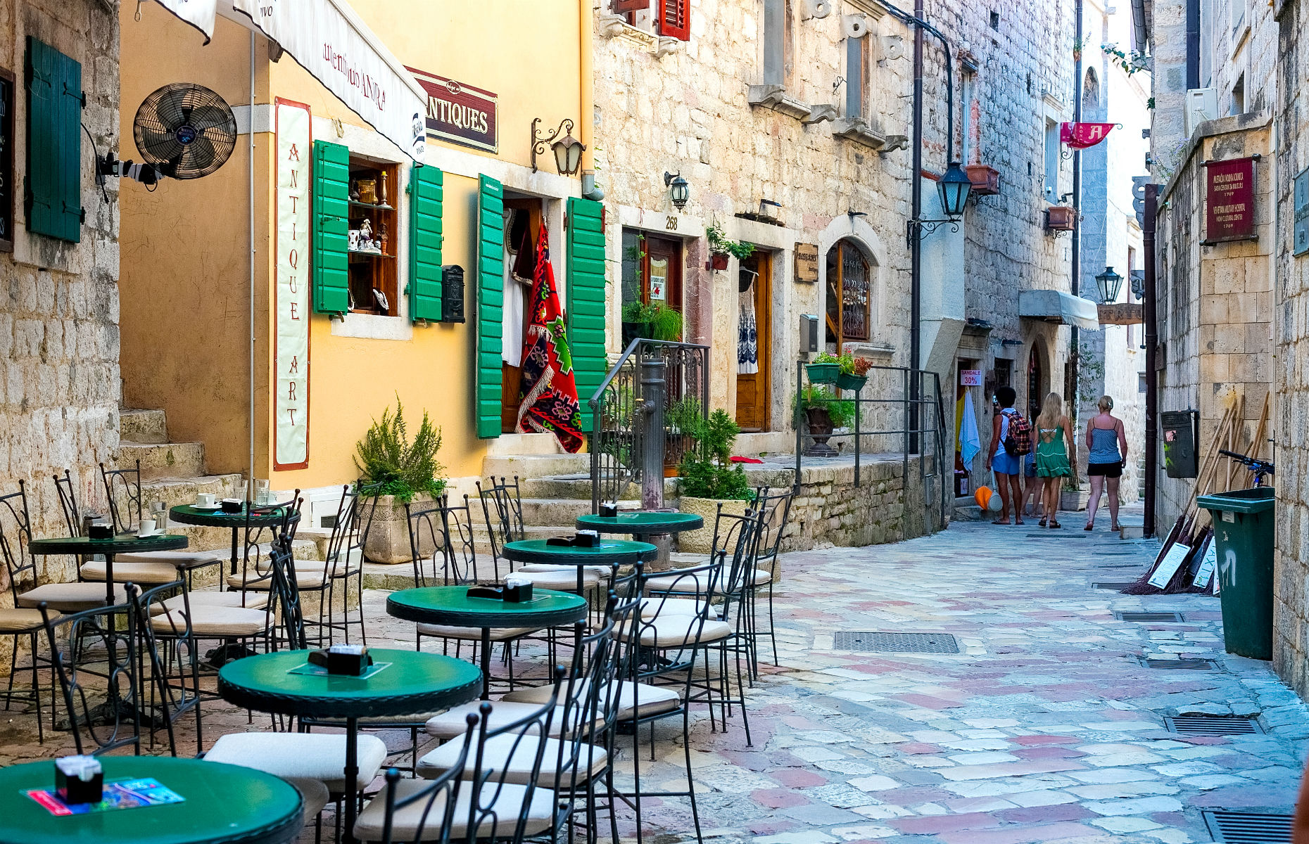 Cafes in backstreets of Kotor Old Town