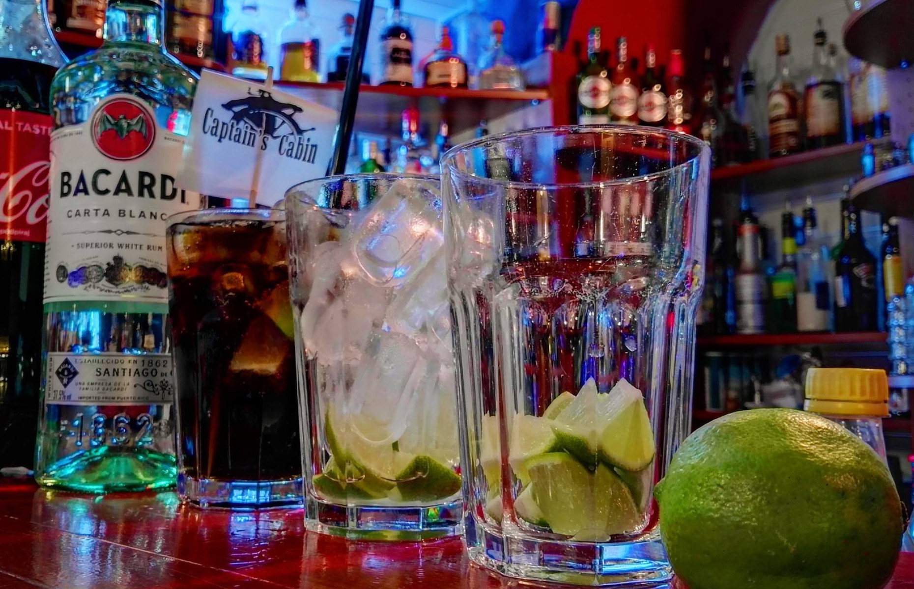 Cocktails lined up on the Captain's Cabin bar (Image: Captain's Cabin Ljubljana/Facebook)