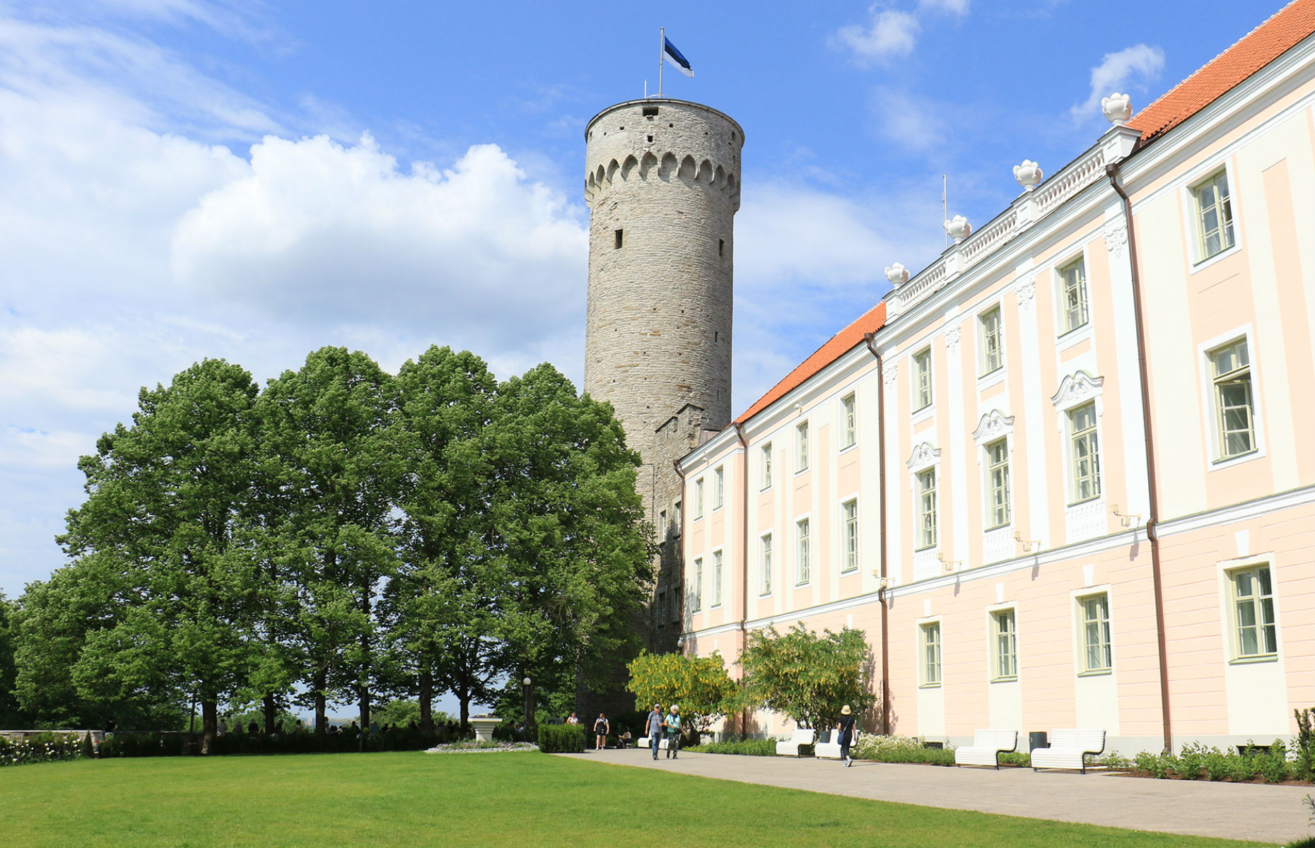 Castle showing tricolour flag