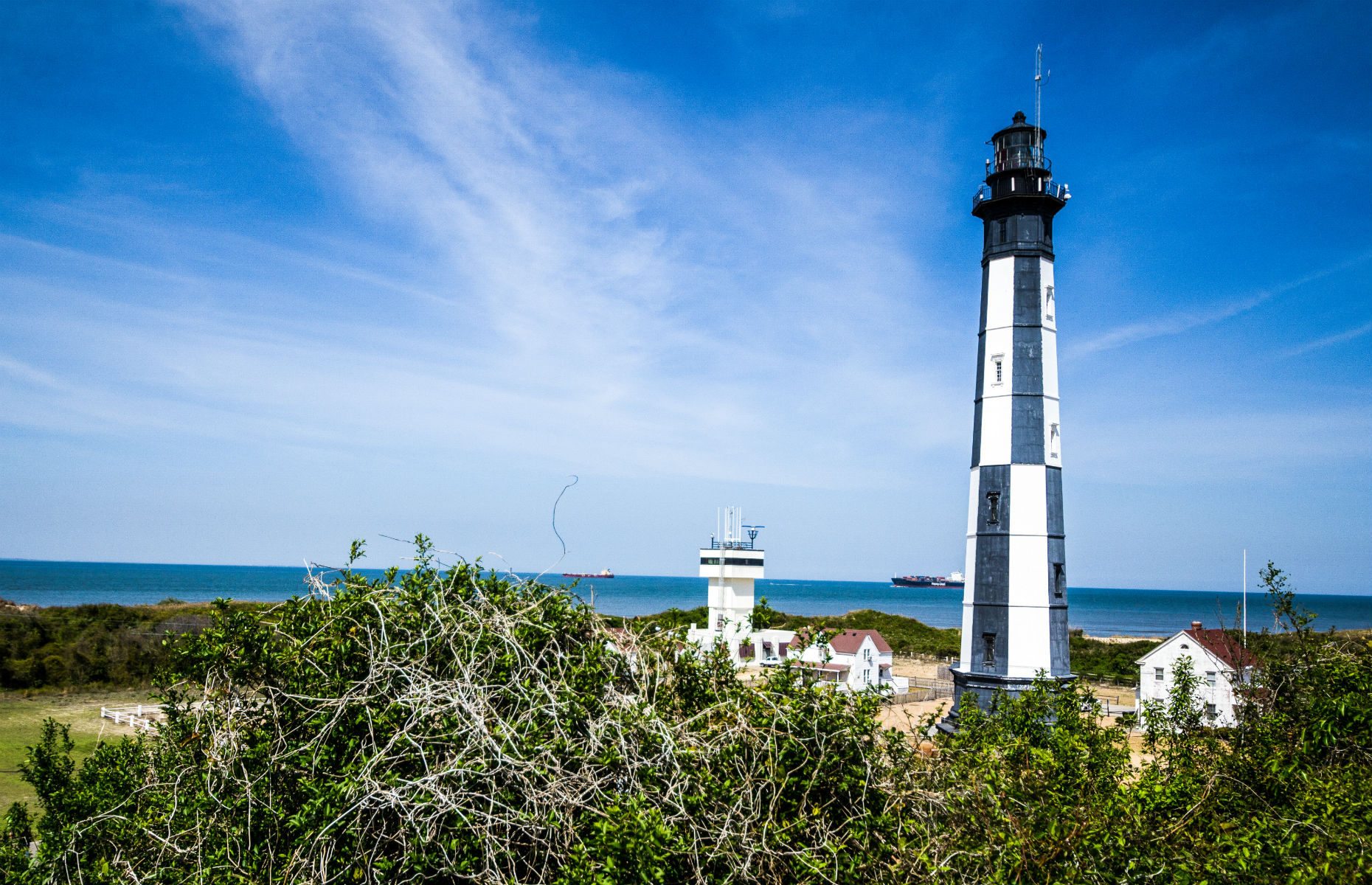 black and white lighthouse in Fort Story Virginia Beach