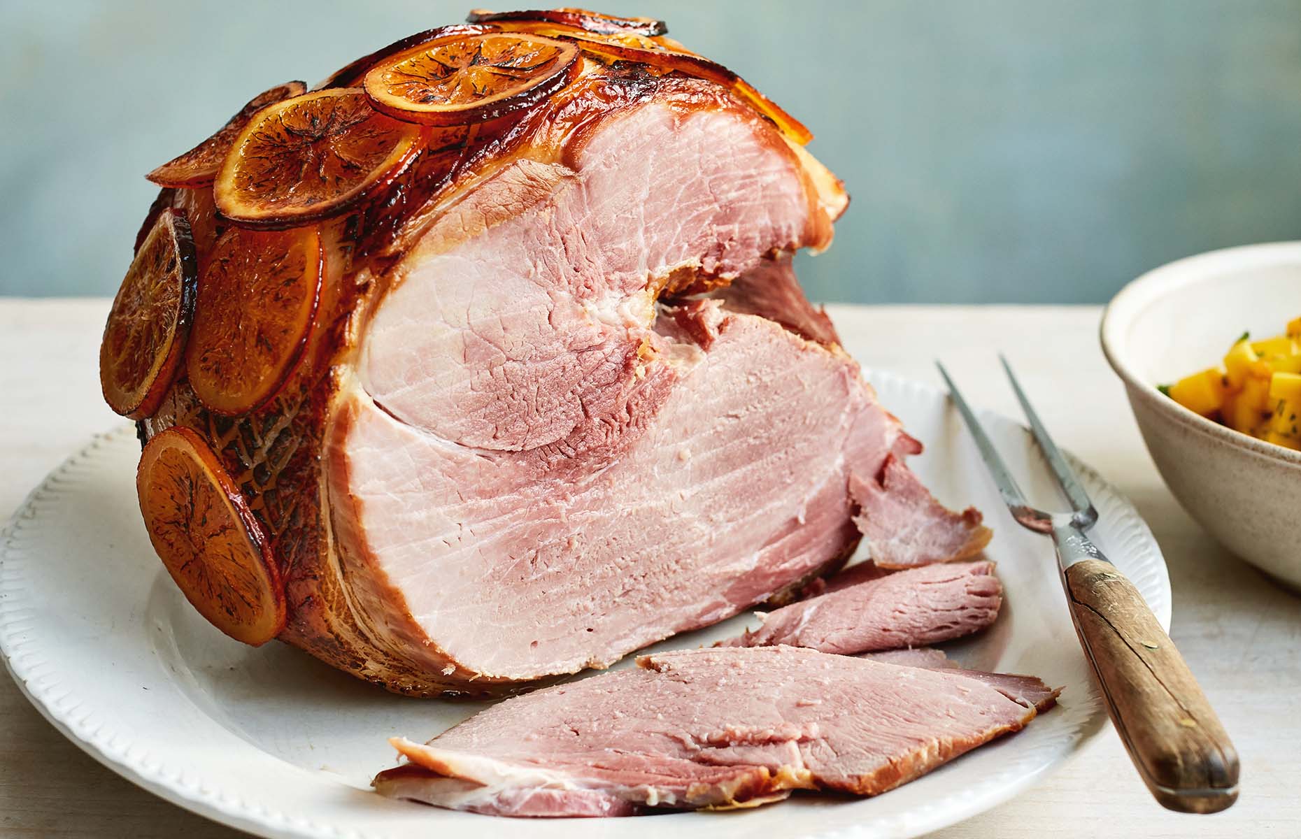 Orange-glazed ham (Image: Simple Comforts/BBC Books)