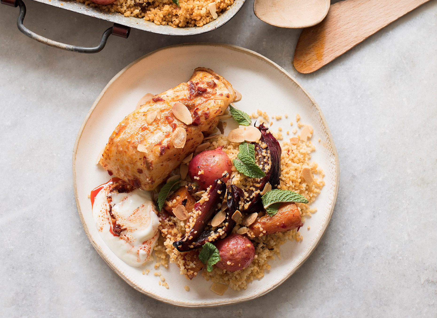 Harissa and lemon baked fish (Image: Susan Bell/White Lion Publishing)