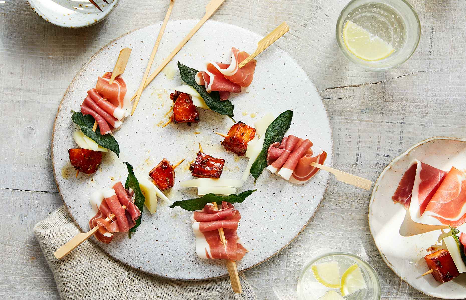 Parma Ham, butternut squash and Manchego skewers (Image courtesy of Consorzio del Prosciutto di Parma)