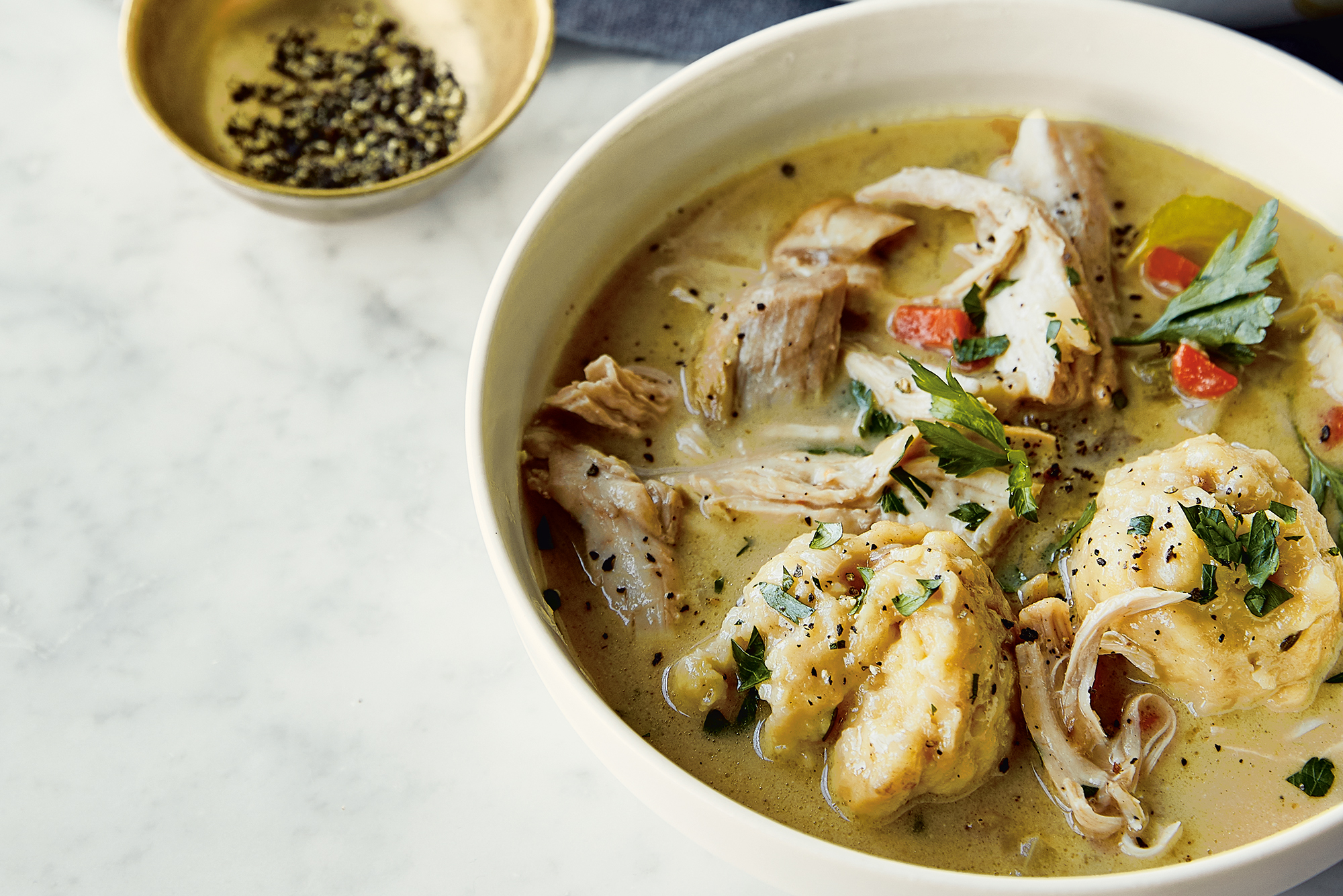 Chicken soup and dumplings (Image: Cravings: Hungry for More/Michael Joseph)