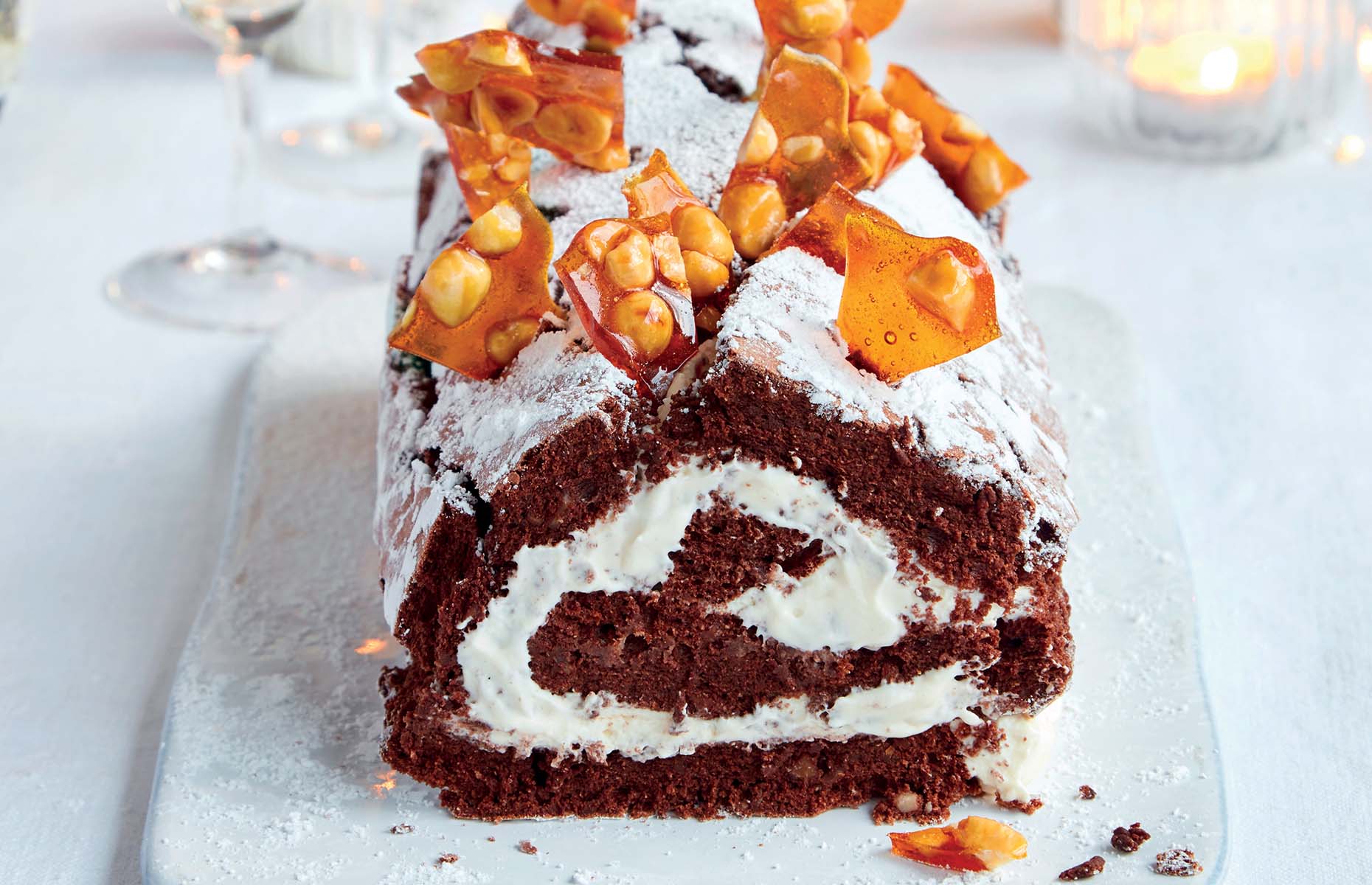 Chocolate and hazelnut boozy roulade (Image: Mary Berry Cooks Up a Feast/DK)