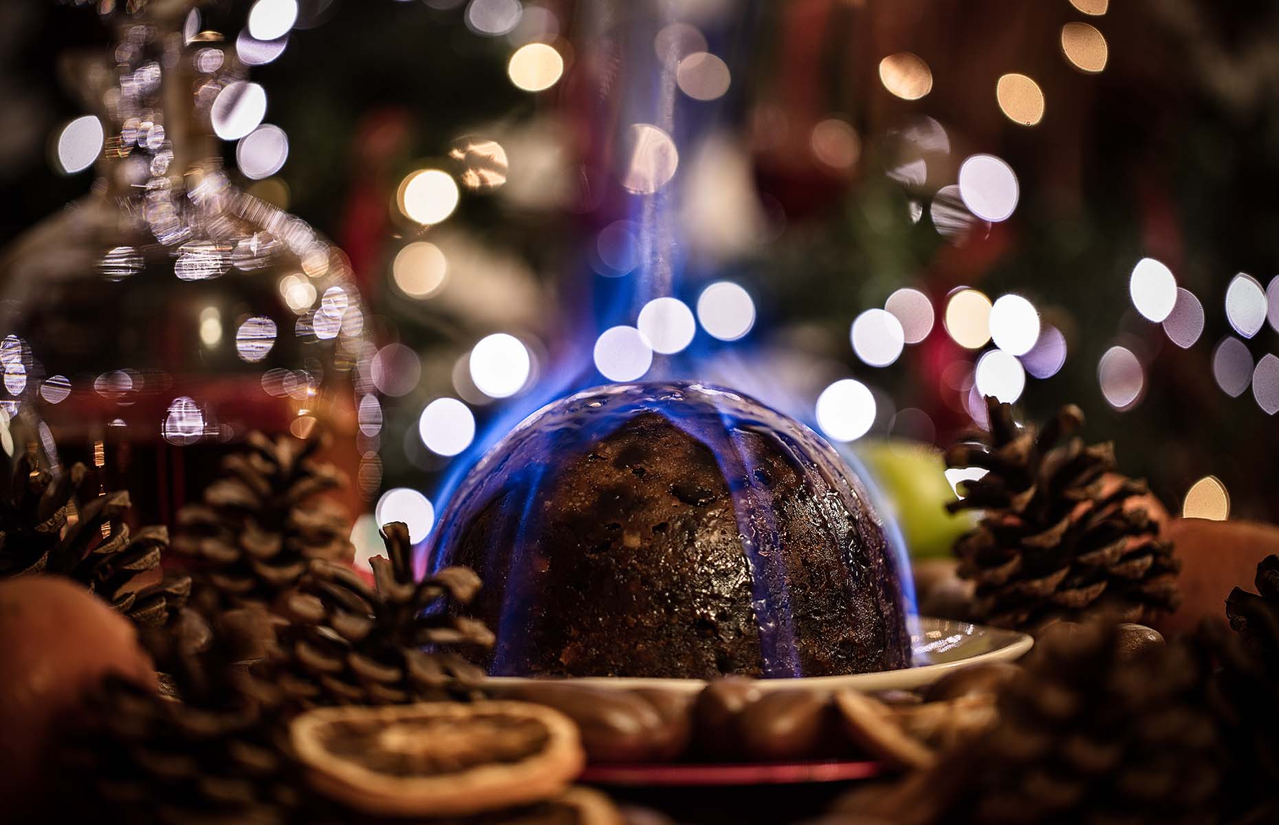 Christmas pudding set on fire (Image: Mark Lister/Shutterstock)