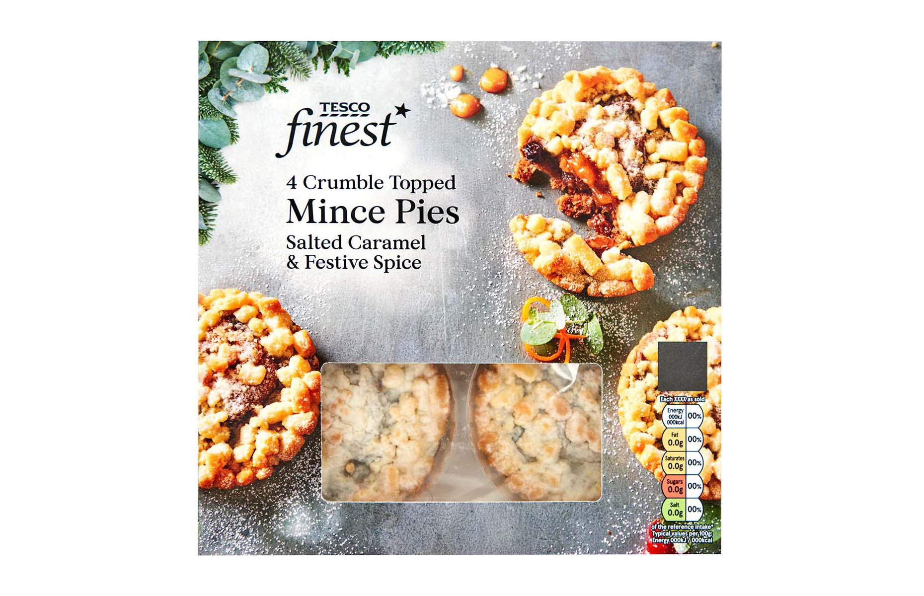 Tesco Finest Crumble Topped Mince Pies 2021