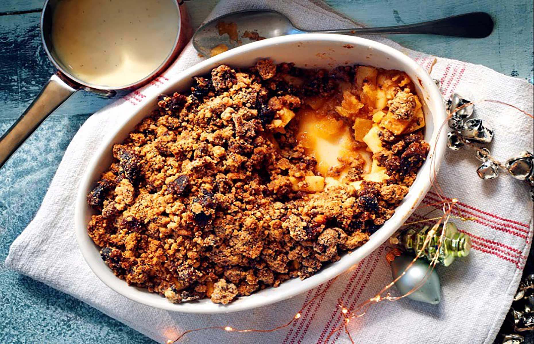 Christmas pudding crumble recipe (Image: Sainsbury's/loveFOOD)