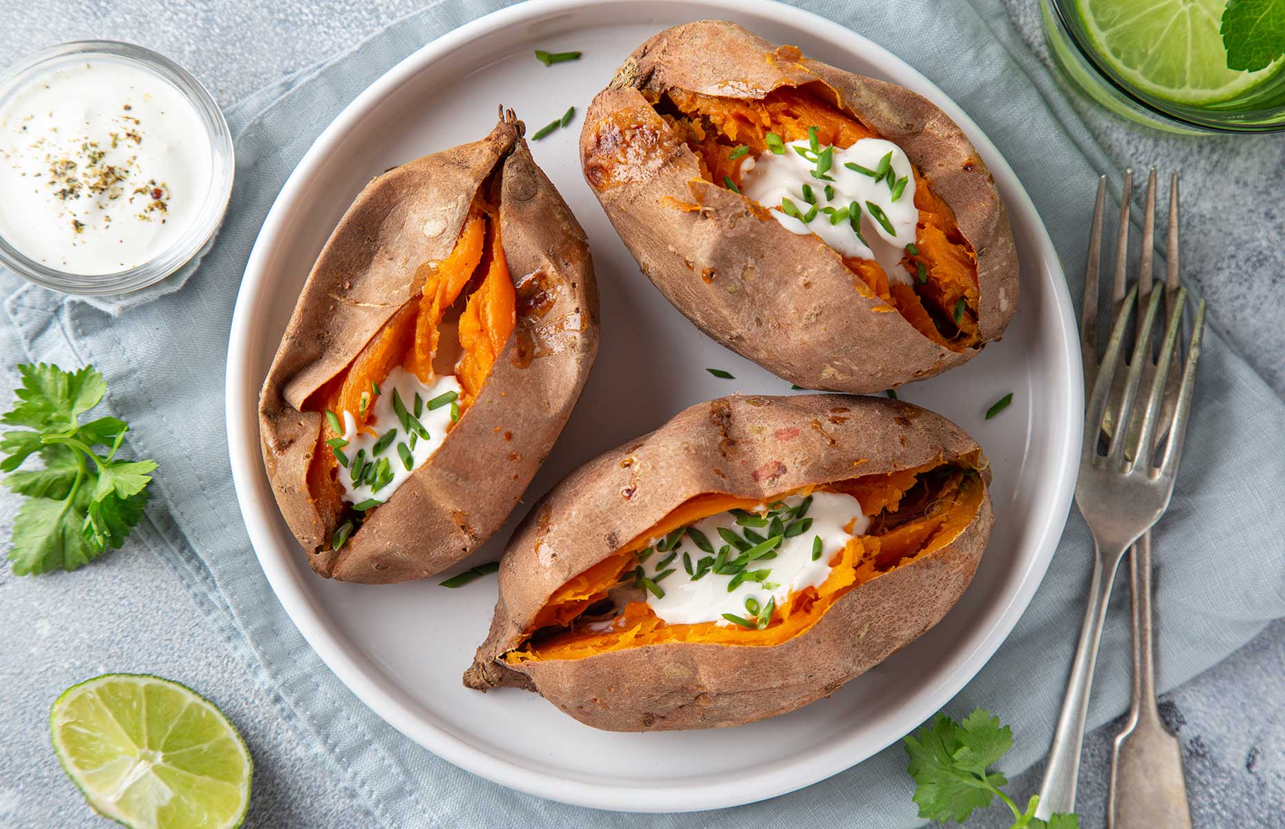 Baked sweet potato with yogurt (Image: Anna Shepulova/Shutterstock)