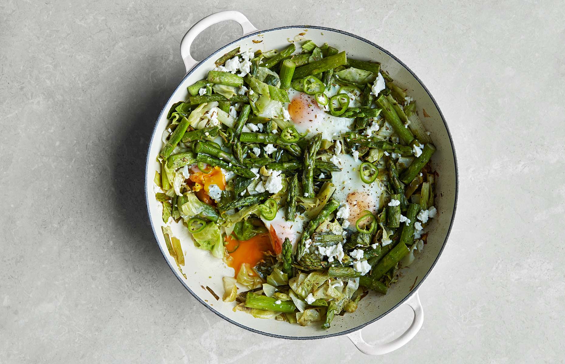 Green baked eggs (Image: Waitrose & Partners/loveFOOD)