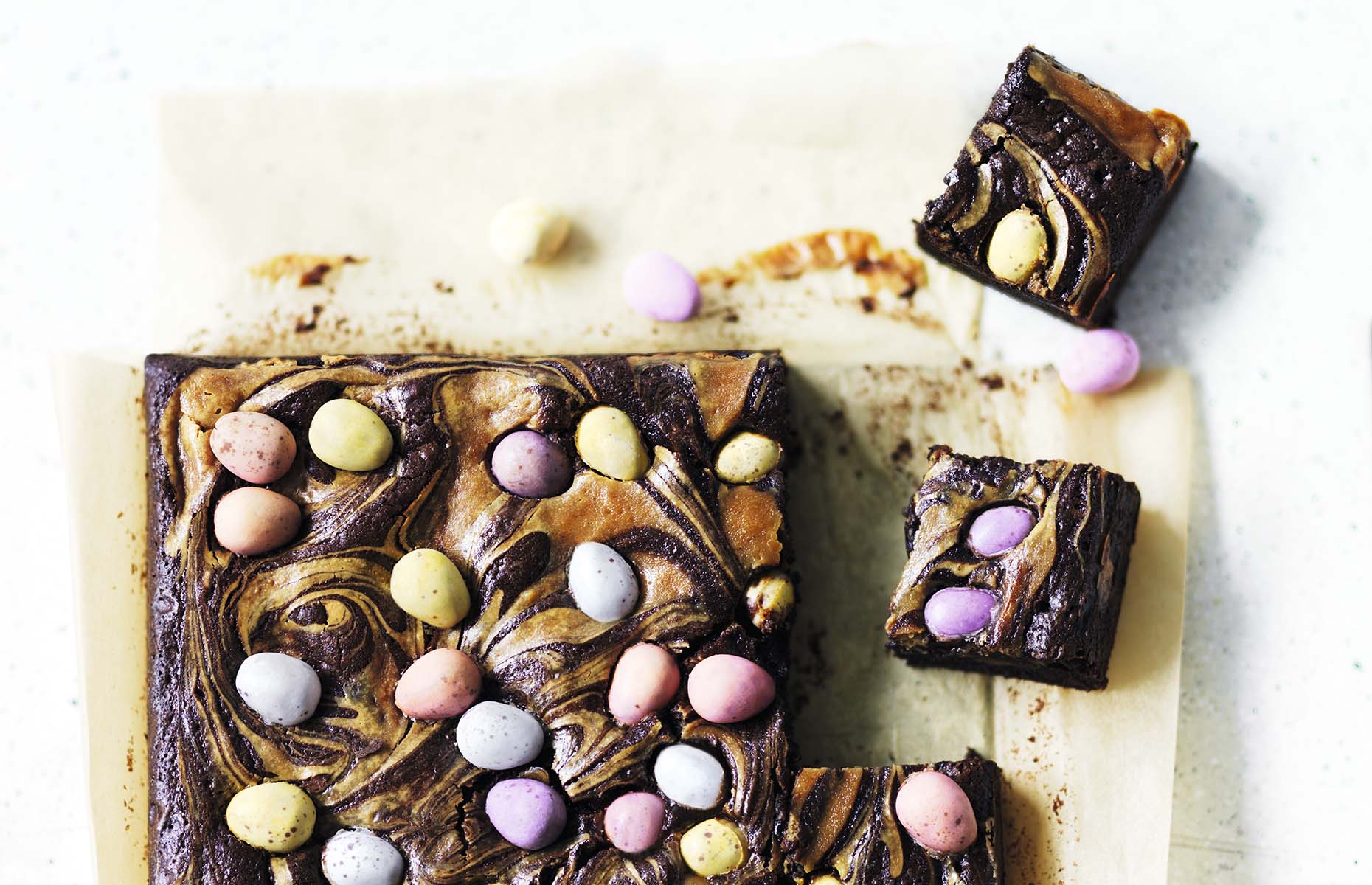 Swirled Easter brownies