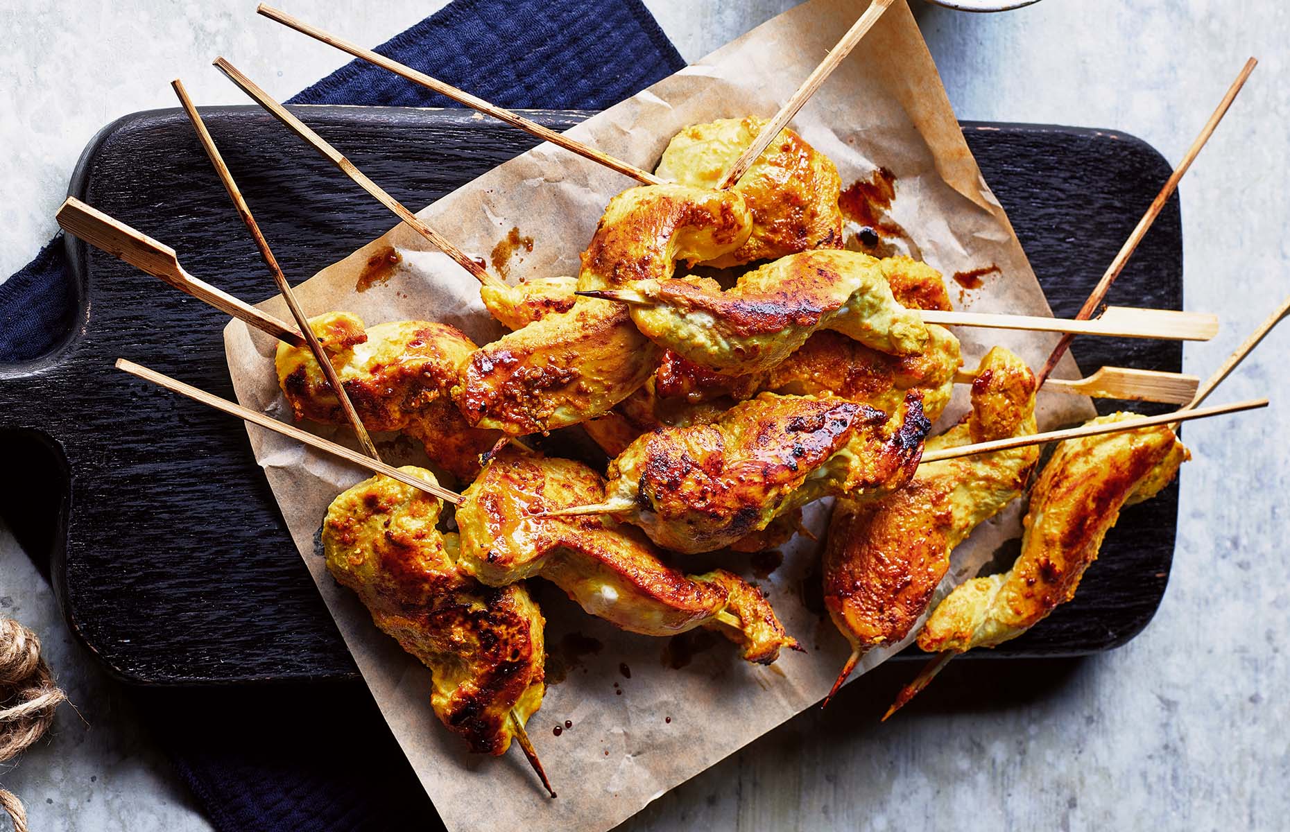 Turmeric chicken kebabs (Image: Simply: Easy Everyday Dishes/Mitchell Beazley)