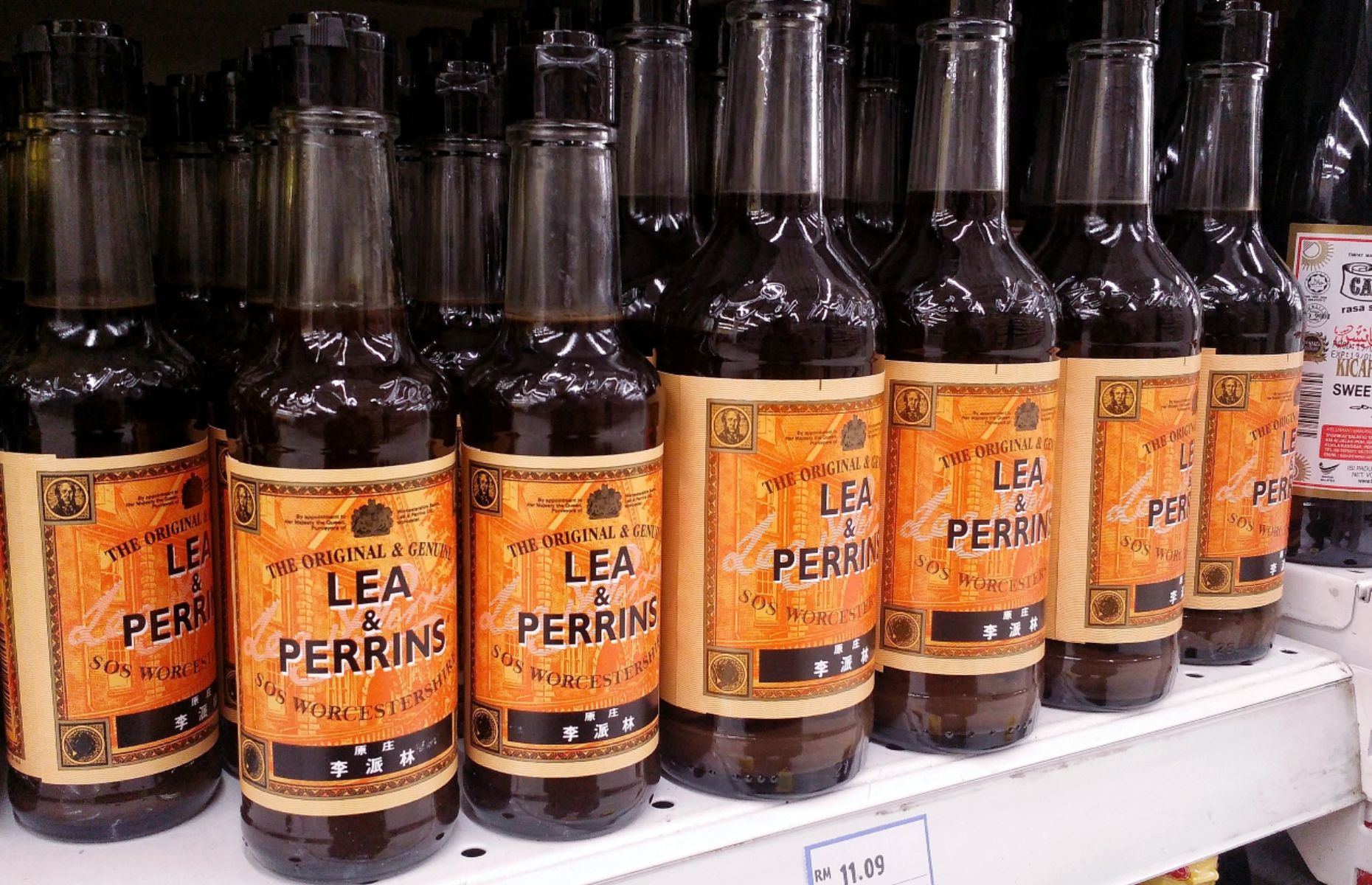 Worcestershire sauce on supermarket shelves in Malaysia (Image: Faizal Ramli/Shutterstock)