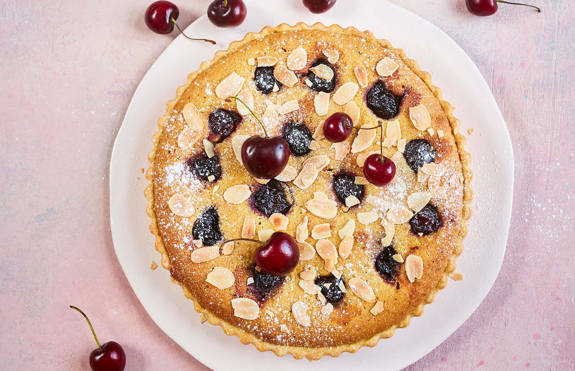 Cherry and pistachio frangipane tart (Image: Maldon/loveFOOD)