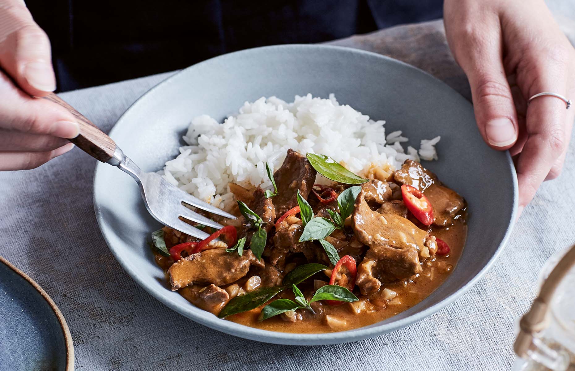 Thai beef curry with peanut sauce (Image: One Pot Feeds All/Kyle Books)